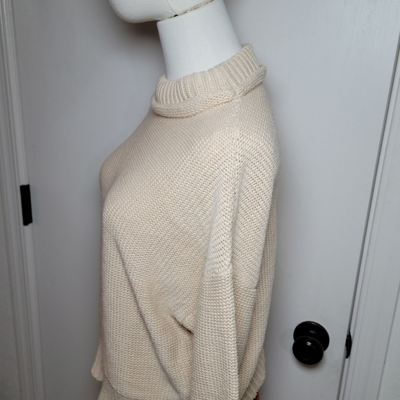 Love Olive Co Cream Cable Knit Cowl Neck Sweater Cotton Blend Size Small - Picture 5 of 12